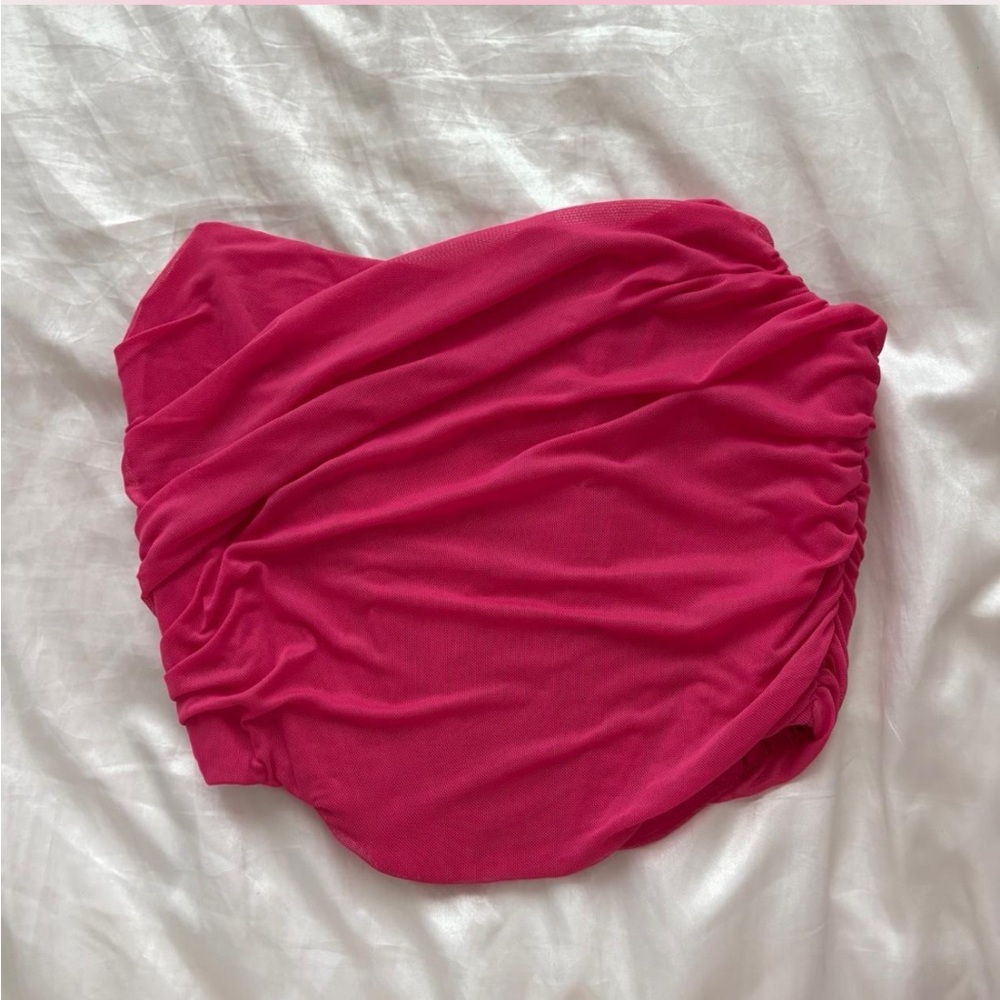 Vibrant Pink Ruched zip up corset top